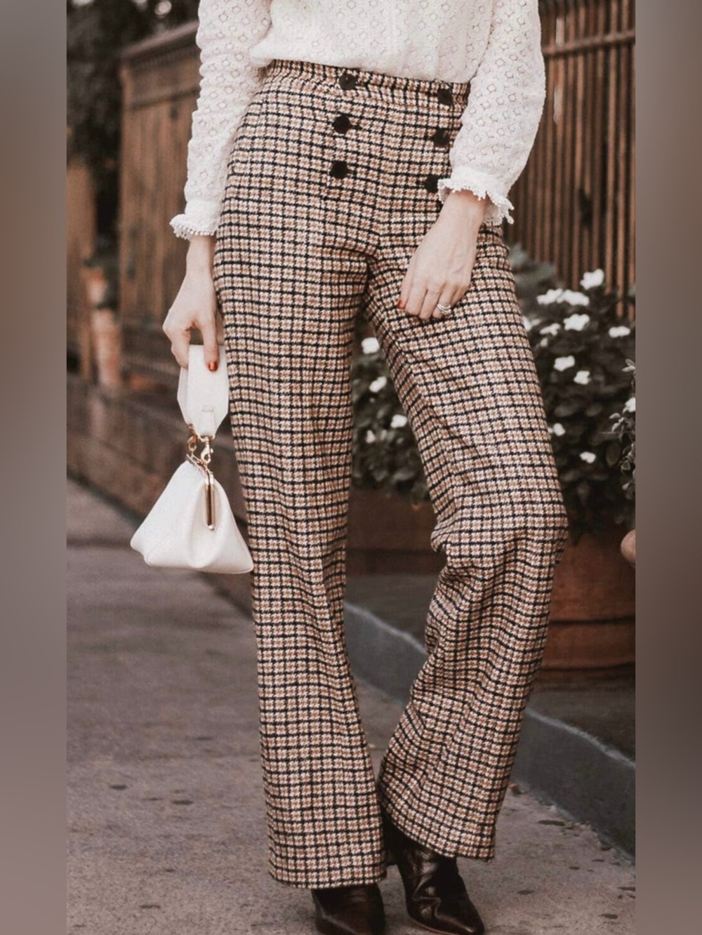 SEZANE Women’s size 38 (US 6 ) Francesca Houndstooth Wool Blend Trousers